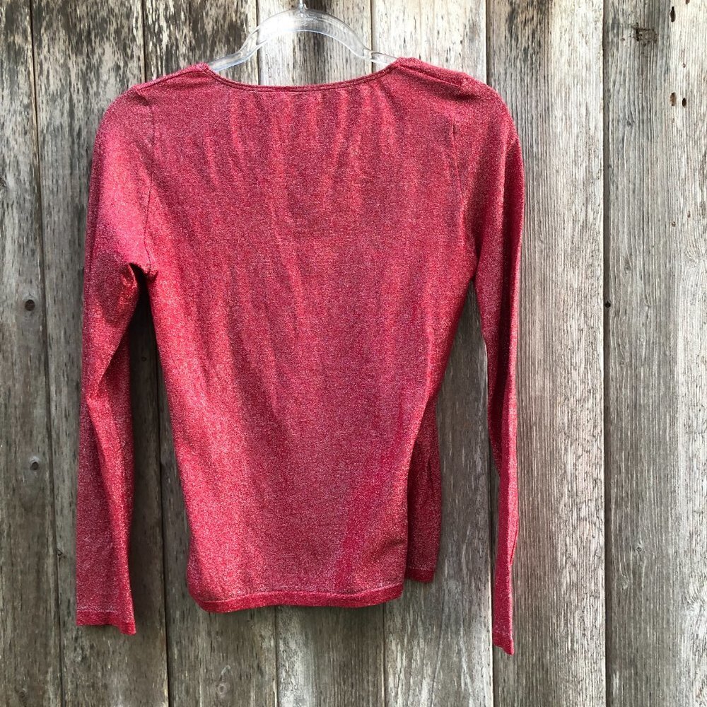 Victoria's Secret Red Sparkly Long Sleeve Scoop Neck Top Large - Picture 4 of 6